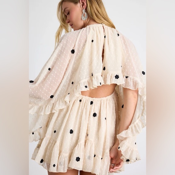 Lulu's Cream and Black Ruffle Dress - Picture 2 of 4